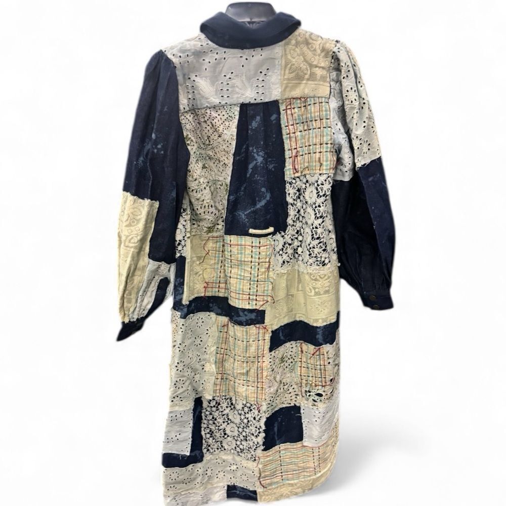 Anthropologie Let Me Be Denim Patchwork Shirt Dress - Picture 5 of 5